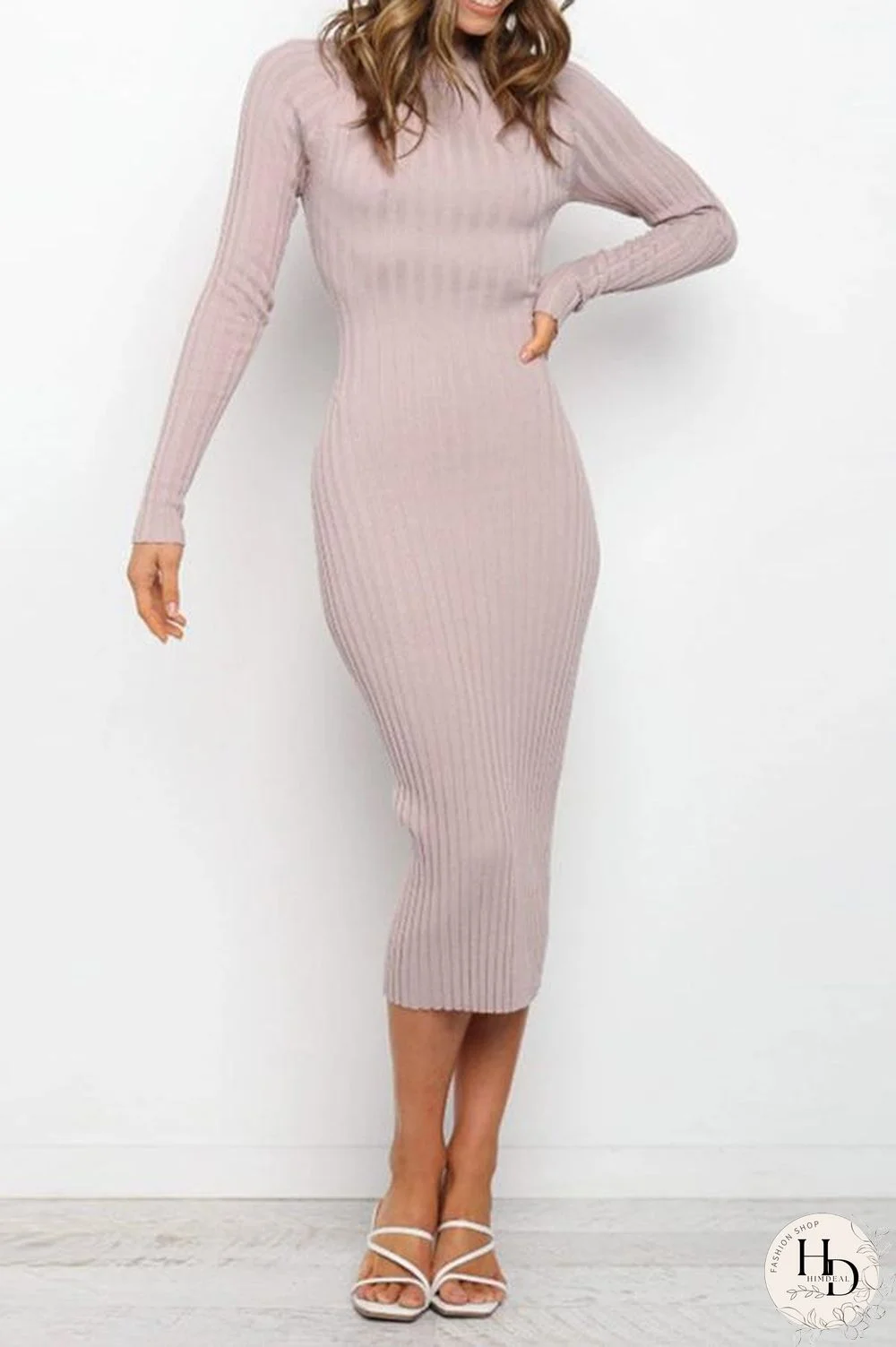 Long Sleeve Slim Backless Dress P13331