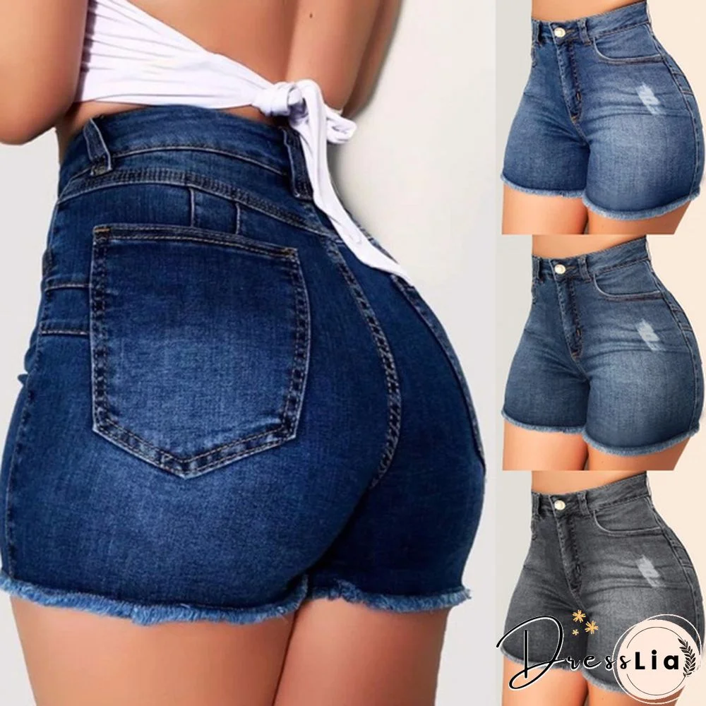 Women Fashion New Denim High Waist Shorts Hot Shorts Washed Jeans Summer Short Pants