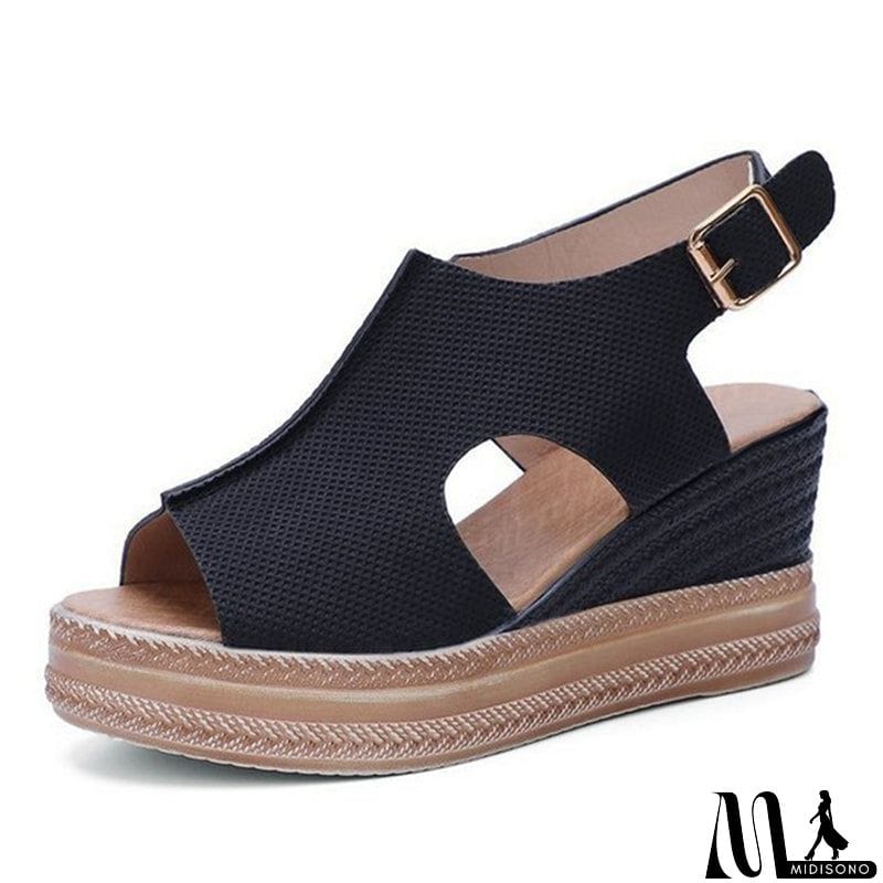 MidiSono - Women Cute Peep Toe Platform Wedge Heel Sandals