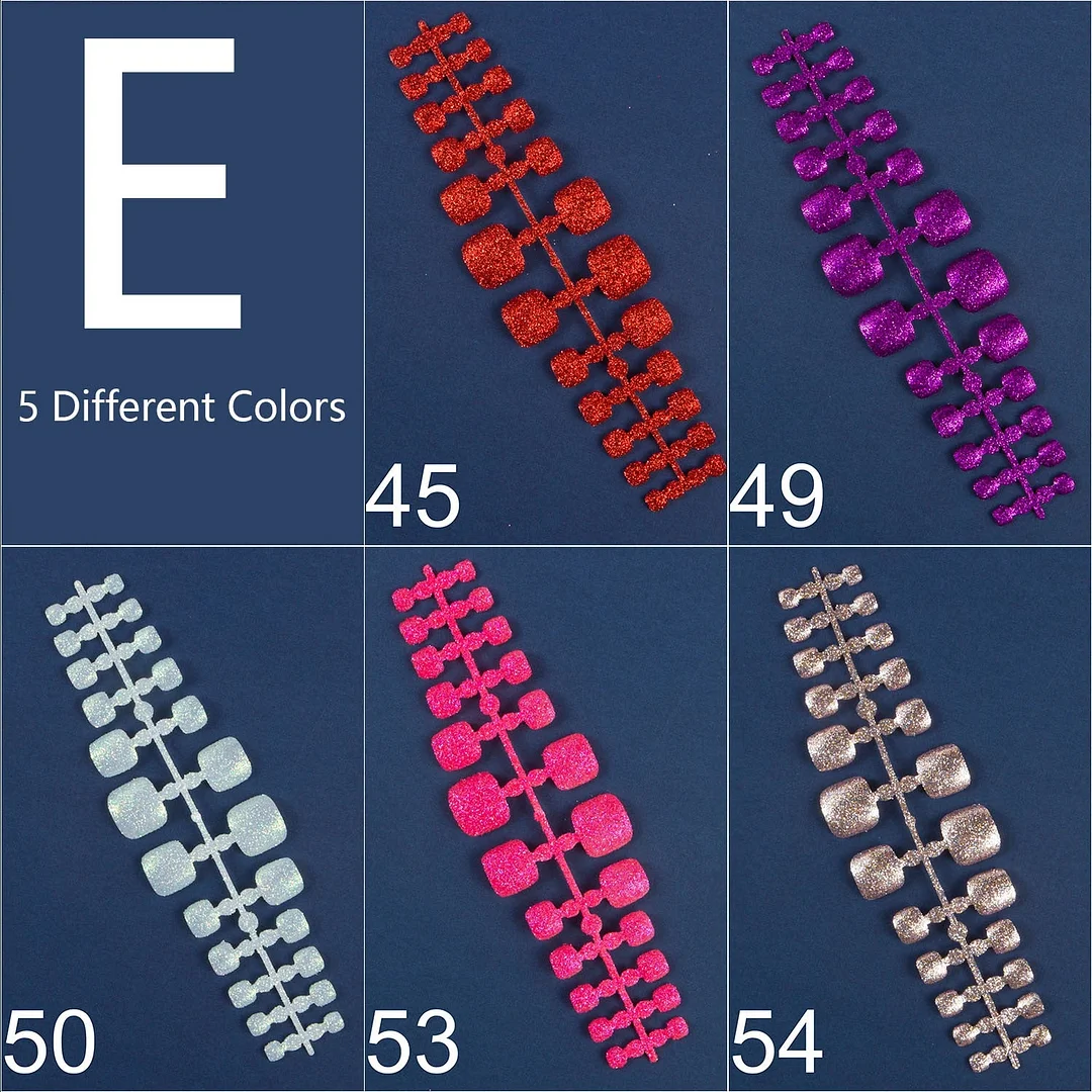 120pcs 5 Row/Pack Glitter False Toenail Tips Fake Toe Nail Art Tip Bling Press on Toe Nails Full Cover Nail For Toes-Nail Inspo
