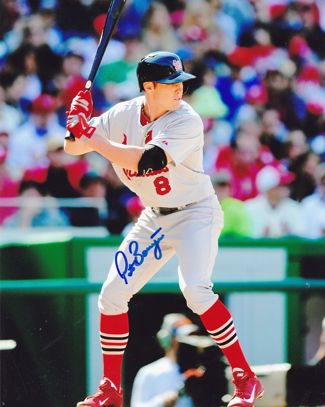 PETER BOURJOS ST. LOUIS CARDINALS ACTION SIGNED 8x10