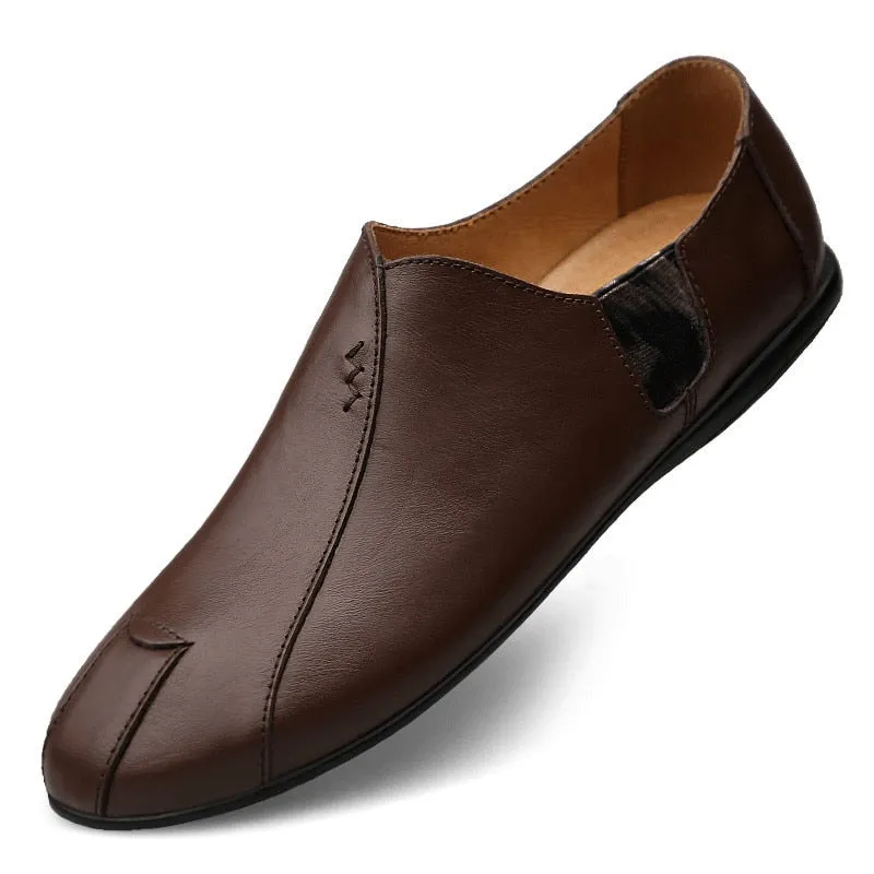 Genuine Leather Men Casual Shoes Luxury Brand 2021 Mens Loafers Moccasins Breathable Slip on Lazy Driving Shoes Plus Size 38-47