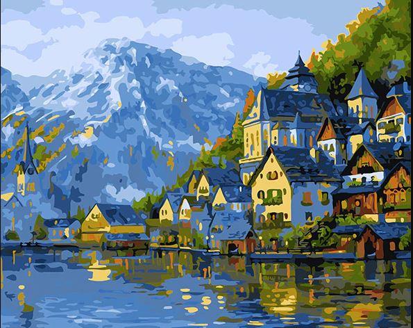 

Houses on Forest and Sea – Paint By Numbers - 40*50CM, 501 Original