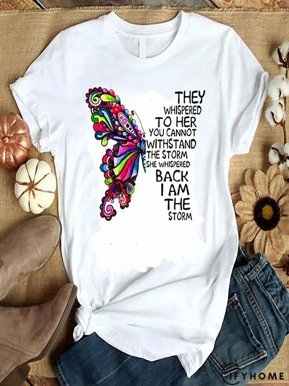 Crew Neck Casual Printed Short Sleeve T-shirt | IFYHOME