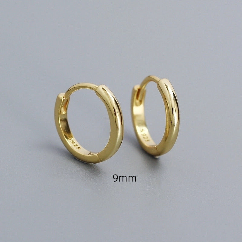 1 Pair 925 Sterling Silver Round Hoop Earrings