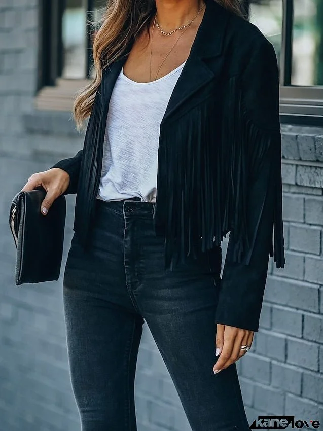 Women's Casual Jacket Going Out Fall Regular Coat Regular Fit Breathable Bohemian Style Jacket Long Sleeve Solid Color