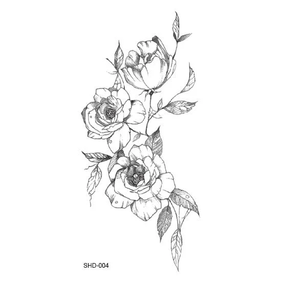 Waterproof Temporary Tattoo Black Sketchs Flowers Animal Tattoo Stickers Flash Fake Body Tattoos for Women tatuajes temporales