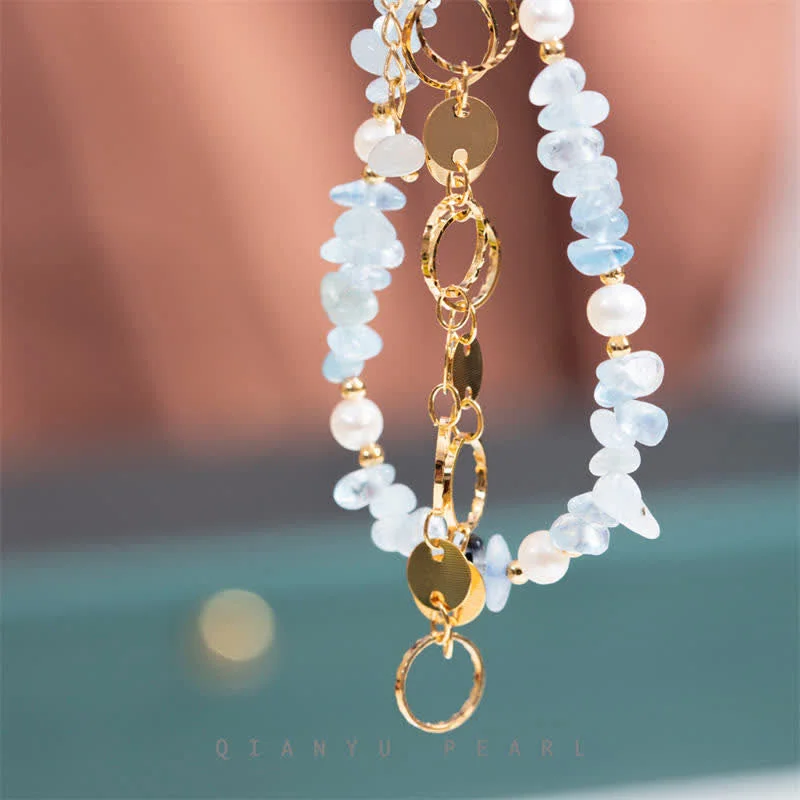 Aquamarine Pearl Healing Stone Bracelet