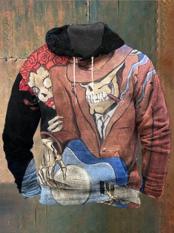 Unisex Skull Print Heavyweight Hoodies