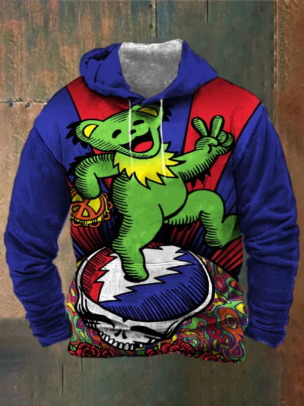 Unisex Skull Bear Print Heavyweight Hoodies