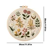 Flower-DIY Embroidery Kit with Pattern Cotton Threads Needles Hoop 30*30cm/11.8*11.8in