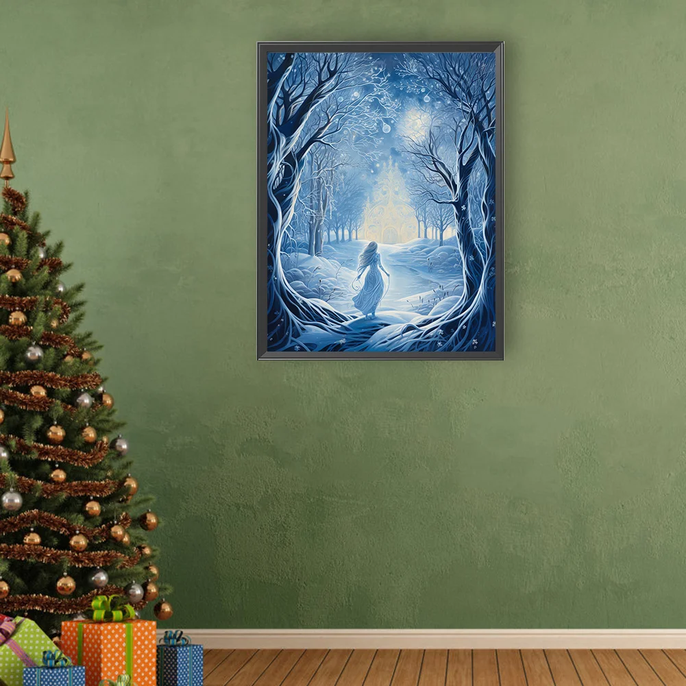 Full Round Diamond Painting 30*40cm - Winter Snow Angel