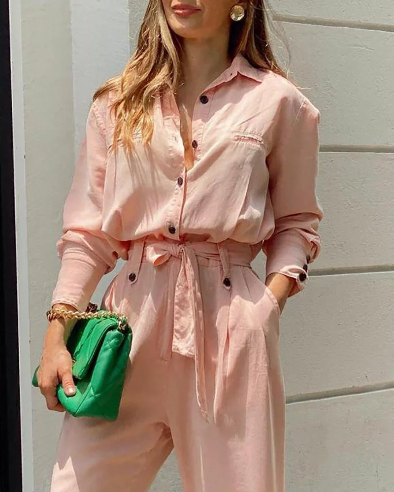 Solid Color Casual Two-piece Suit