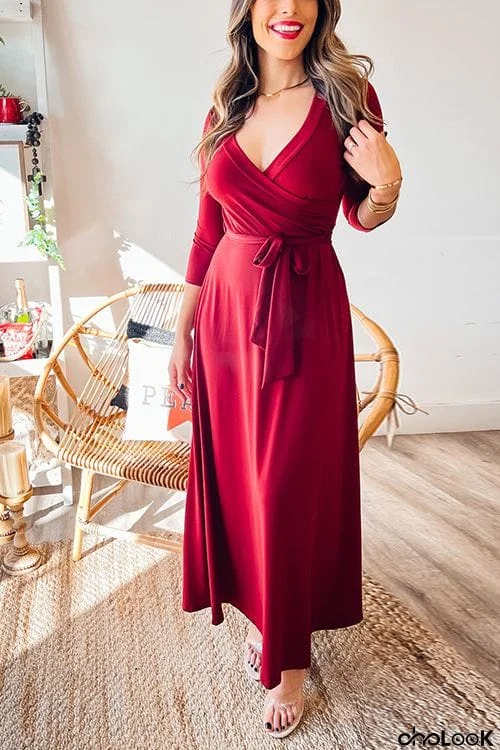 Solid Wrap Maxi Dress