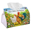 (24cm)Diamond Art Tissue Box DIY PU Napkin Cover for Home Decoration(farm chicken)