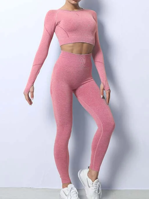 Long Sleeve Blazer High Waist Fitness Yoga Pants Quick Dry Seamless Yoga Suit