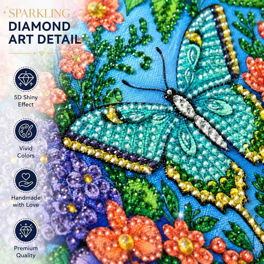 Diamond Tissue Organizer Exquisite Craftsmanship for Bathroom Bedroom Decor (Blue Butterfly)
