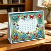 Diamond Art Painting 2027 Desk Calendar Non-Fading DIY Diamond Painting Calendar Ornament Multi Purpose DIY Resin Paintings Desks Kit for Office Home Interior Decoration (flowers)