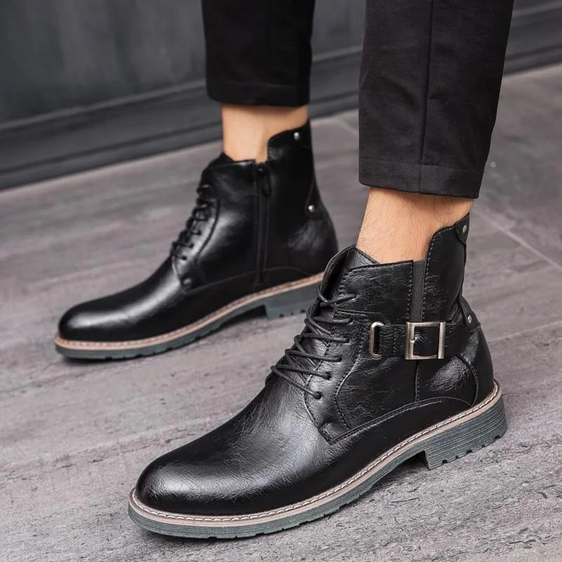Men's Retro Ankle Dress Boot High Top Oxford Safety Shoe Man Russian ...
