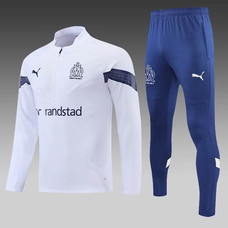 2022/2023 Olympique de Marseille Half-Pull Training Suit White Football Jersey mysite