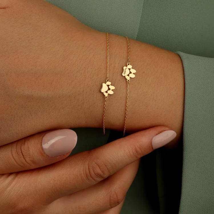 Custom Paw Print Name Bracelet