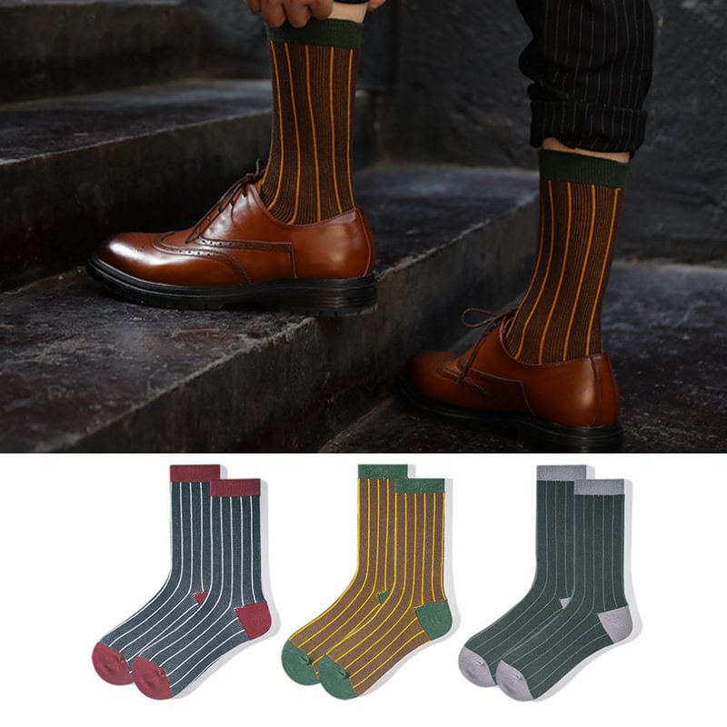 Retro Striped Thick Line Beardless Men's Socks