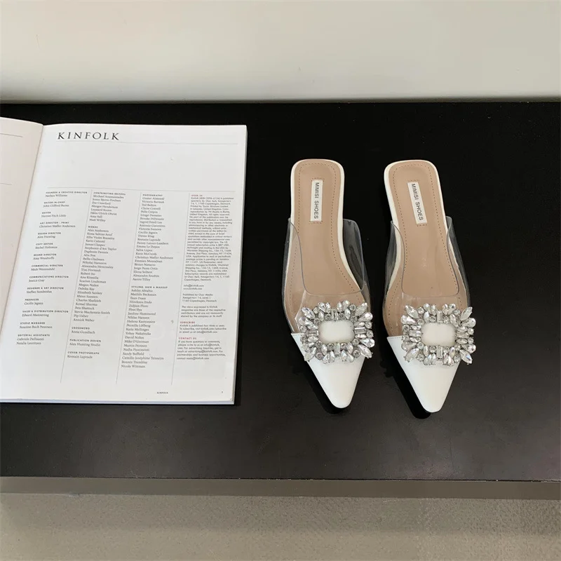Rhinestone toe half slipper fairy shoes