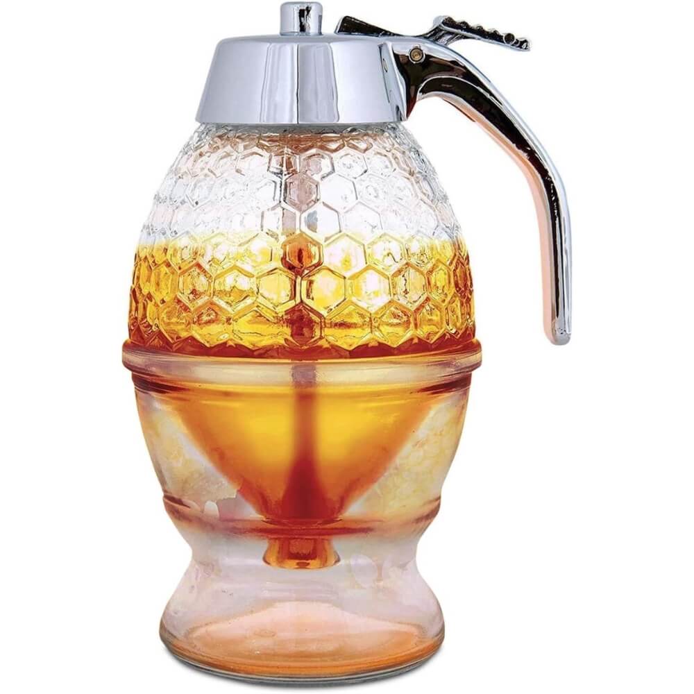 Honeycomb No-Drip Syrup Dispenser Jar