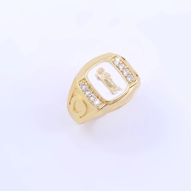 Hip-hop Cool Style Human Copper Enamel Plating Inlay Zircon 18k Gold Plated Wide Band Rings Open Rings