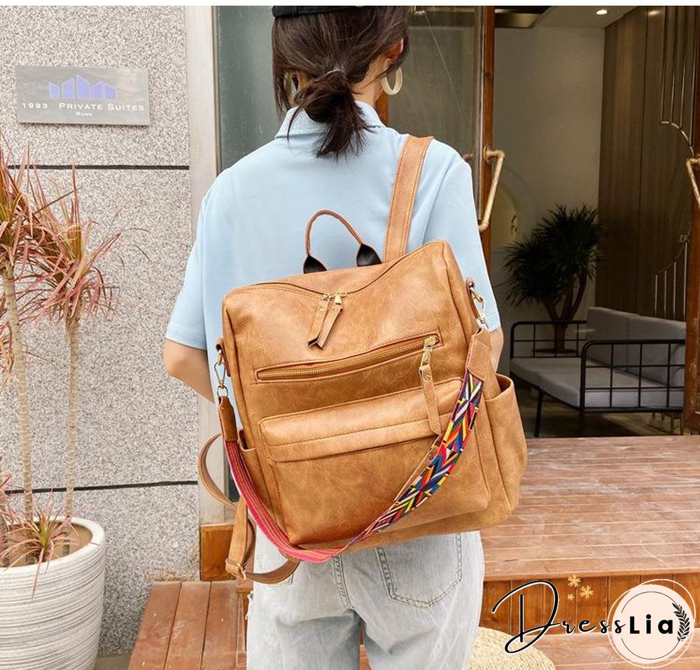 Retro Faux Leather Check Pattern Print Rucksack Vegan Backpack Tote