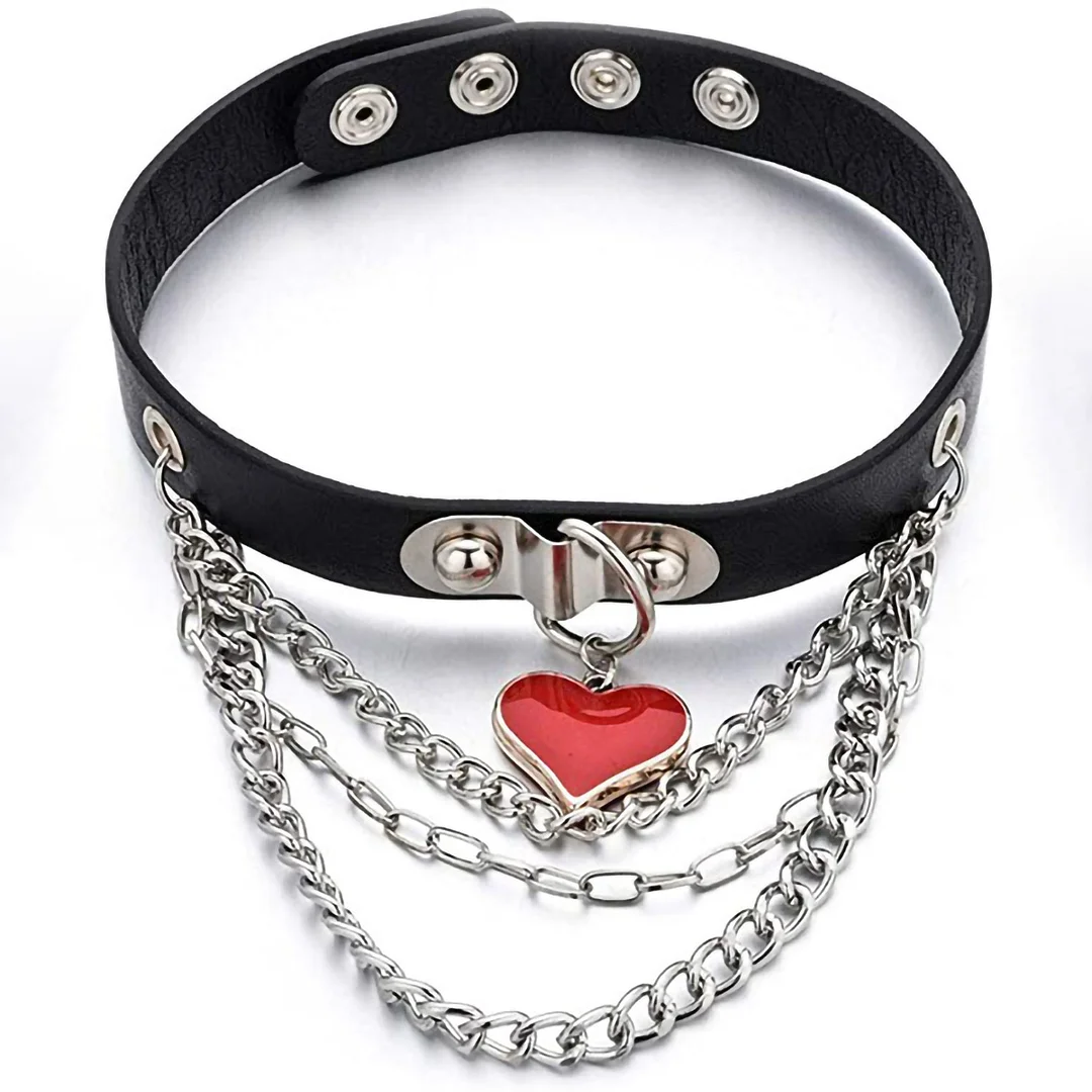 Letclo™ Hip Hop Punk Leather Buckle Necklace Love Pendant letclo Letclo