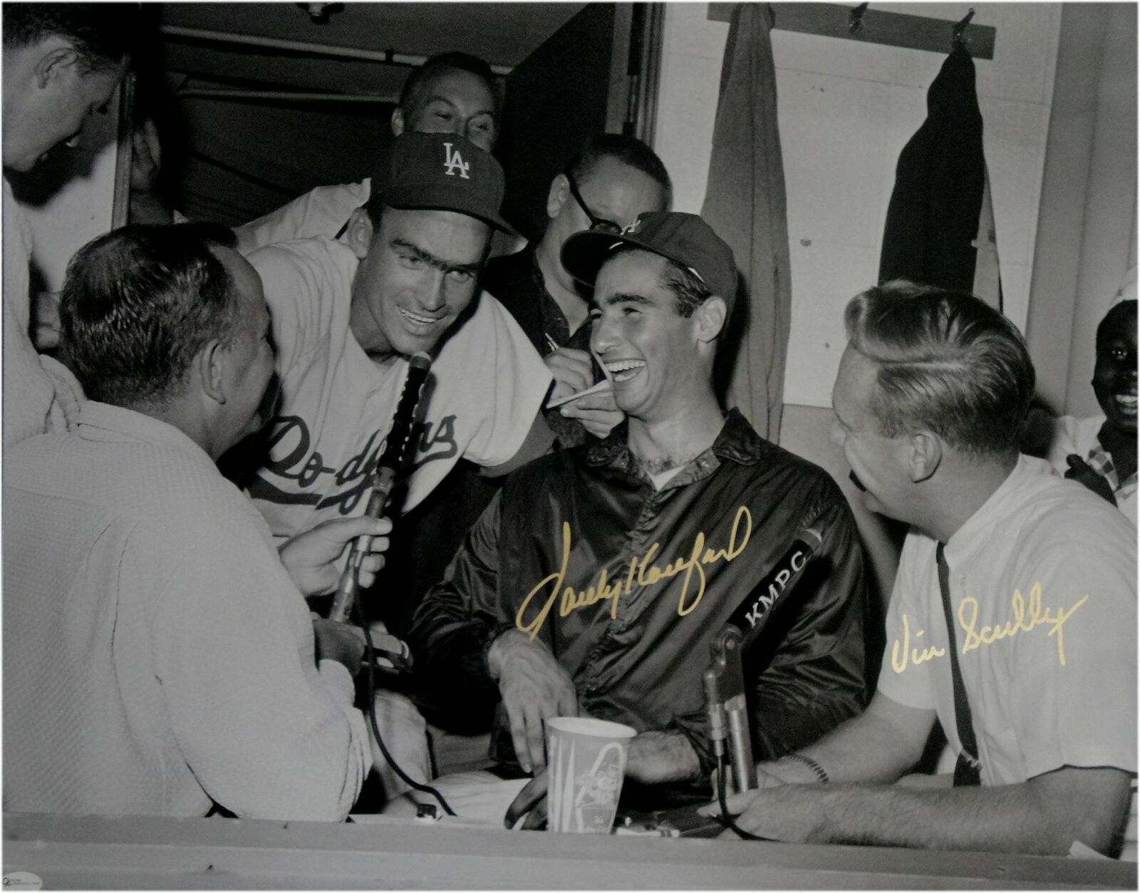 Vin Scully Sandy Koufax Dual Signed Auto 16x20 Photo Poster painting MLB Stunning LA Dodgers OA