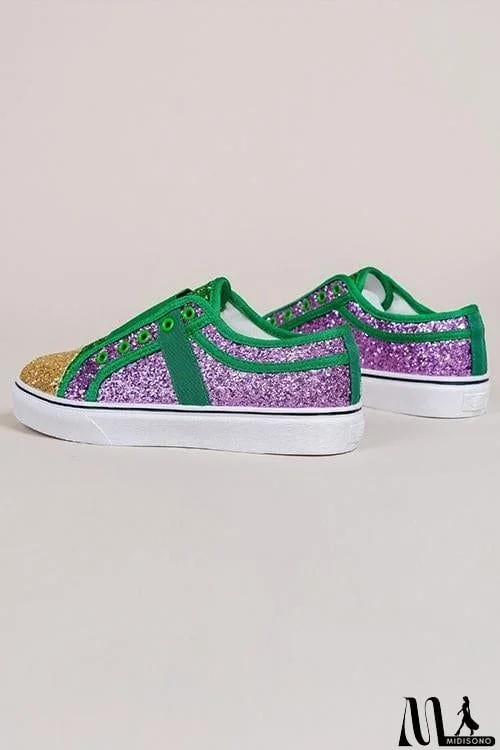 MidiSono - Green & Gold Glitter Sneaker