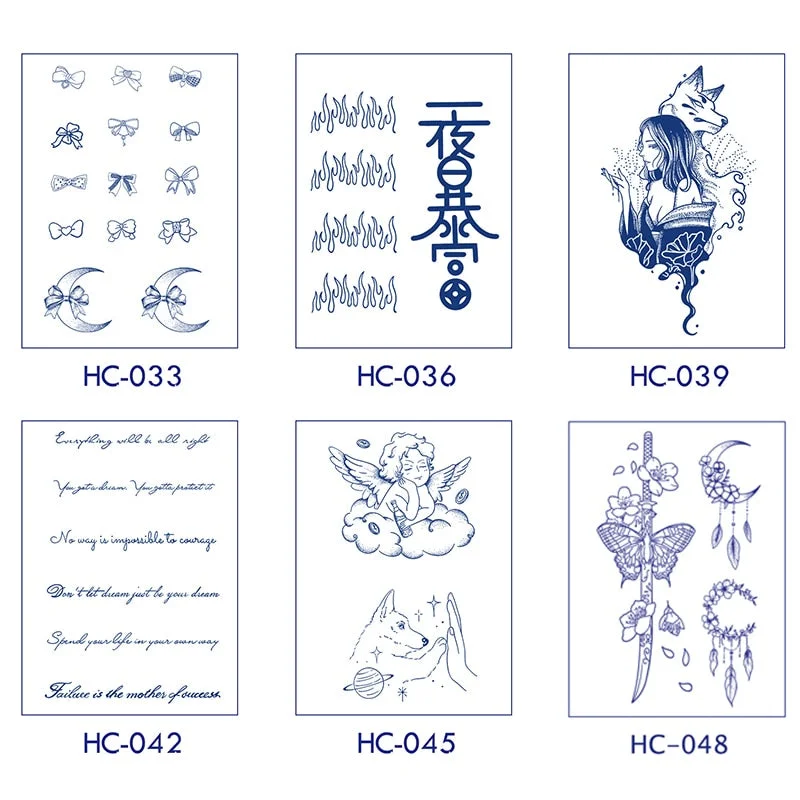 Flower Butterfly Animal Art Festival Comic Text Waterproof Full Body Arm Natural Temporary Tattoo For Men and Women