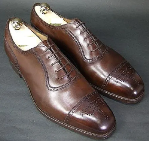 Men's Brown Leather Oxford Brogue Formal Shoes
