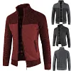 Men's Thickened Casual Fleece Loose Stand Collar Knit Cardigan Sweater Jacket Coat