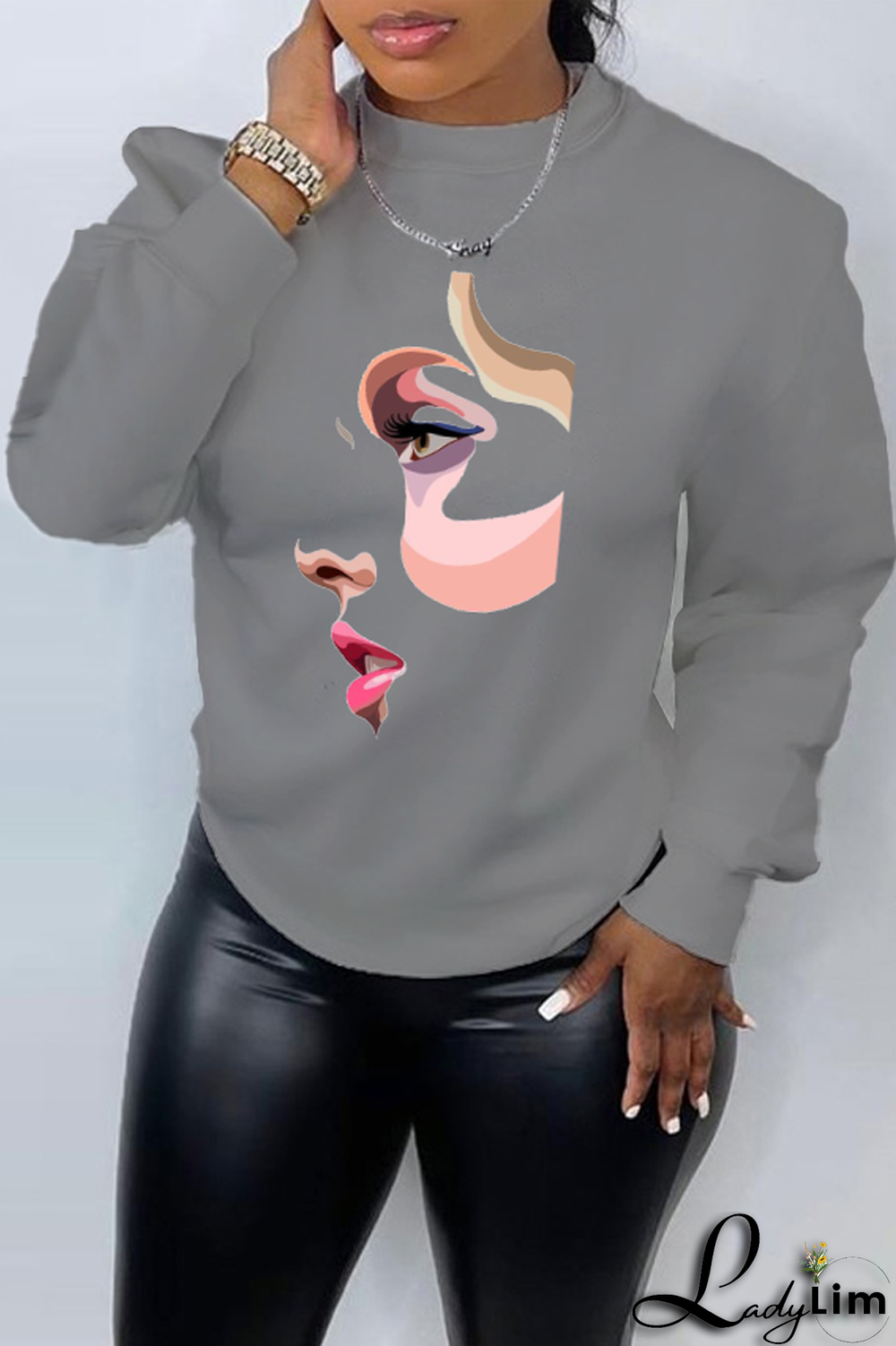 Blue Casual Daily Print Patchwork O Neck Tops