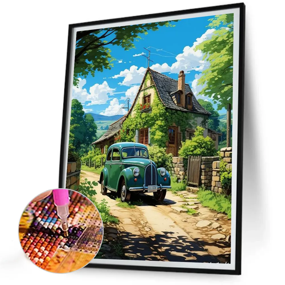 Full Round Diamond Painting 30*40cm - Woods Classic Car