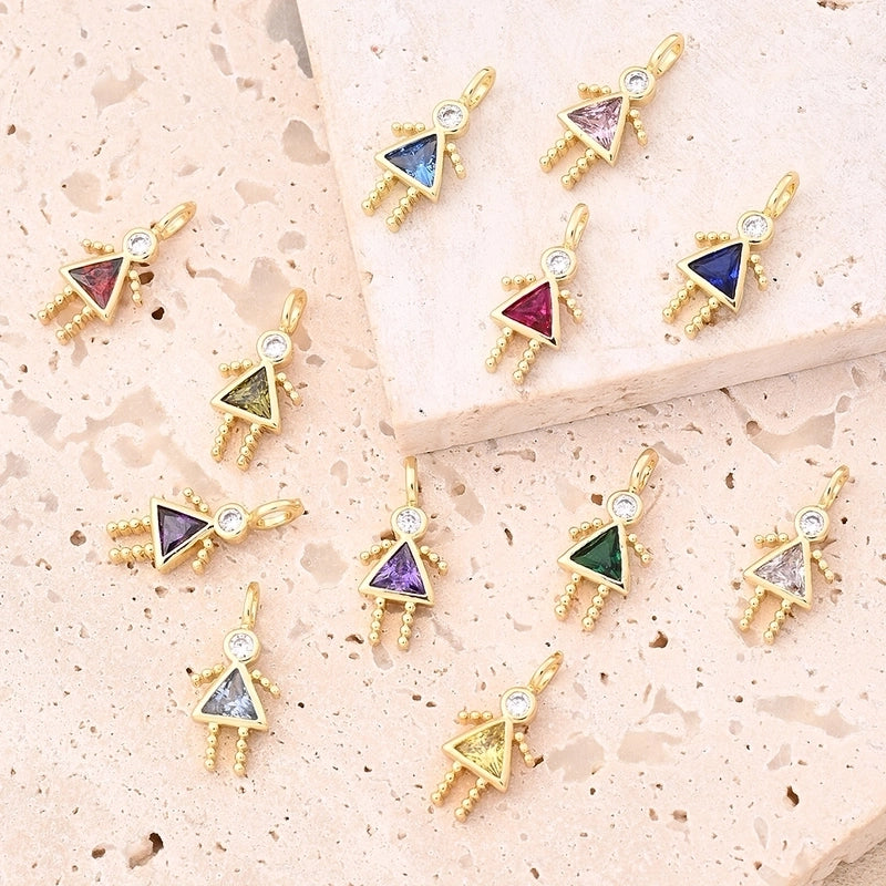 1 Piece 15x7mm Hole 2~2.9mm Copper Lucky Stone Birthstone Zircon 18K Gold Plated Geometric Simple Polished Jewelry Accessories Pendant