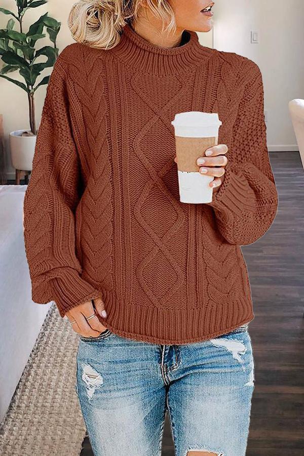  thdmladies Half High Neck Crimping Thick Line Sweater thedmladies