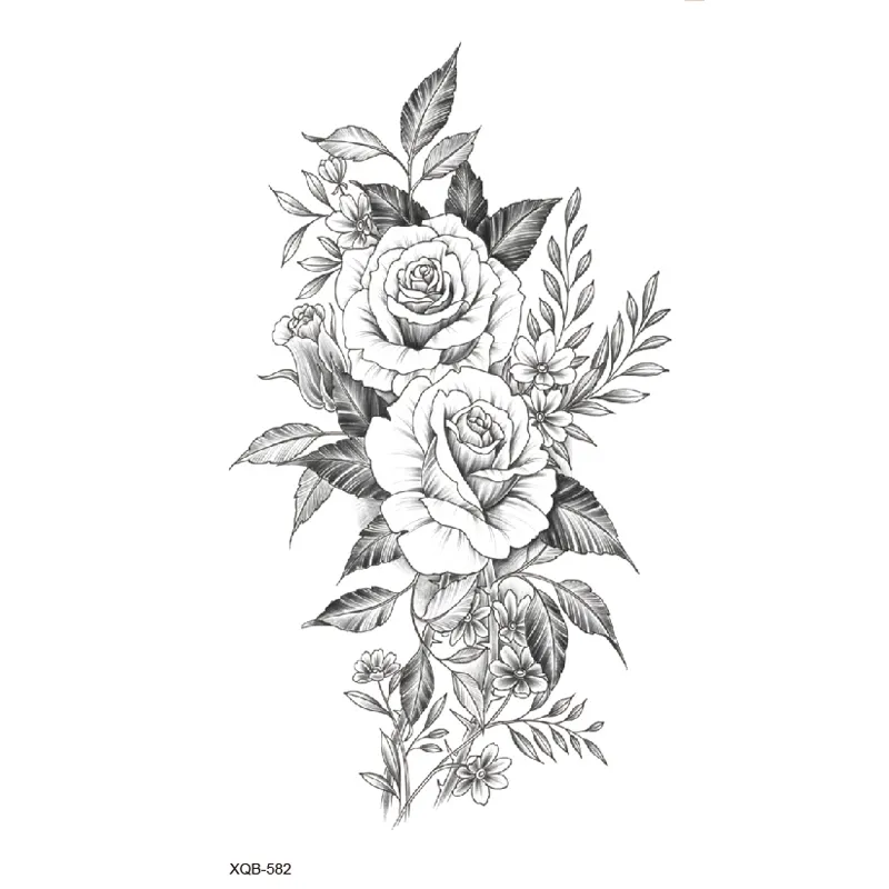 Sdrawing Lotus/Grey Butterfly/Flowers Waterproof Temporary Tattoos Men Henna Tatoo Stickers Tattoo Body Art Fake Tattoos