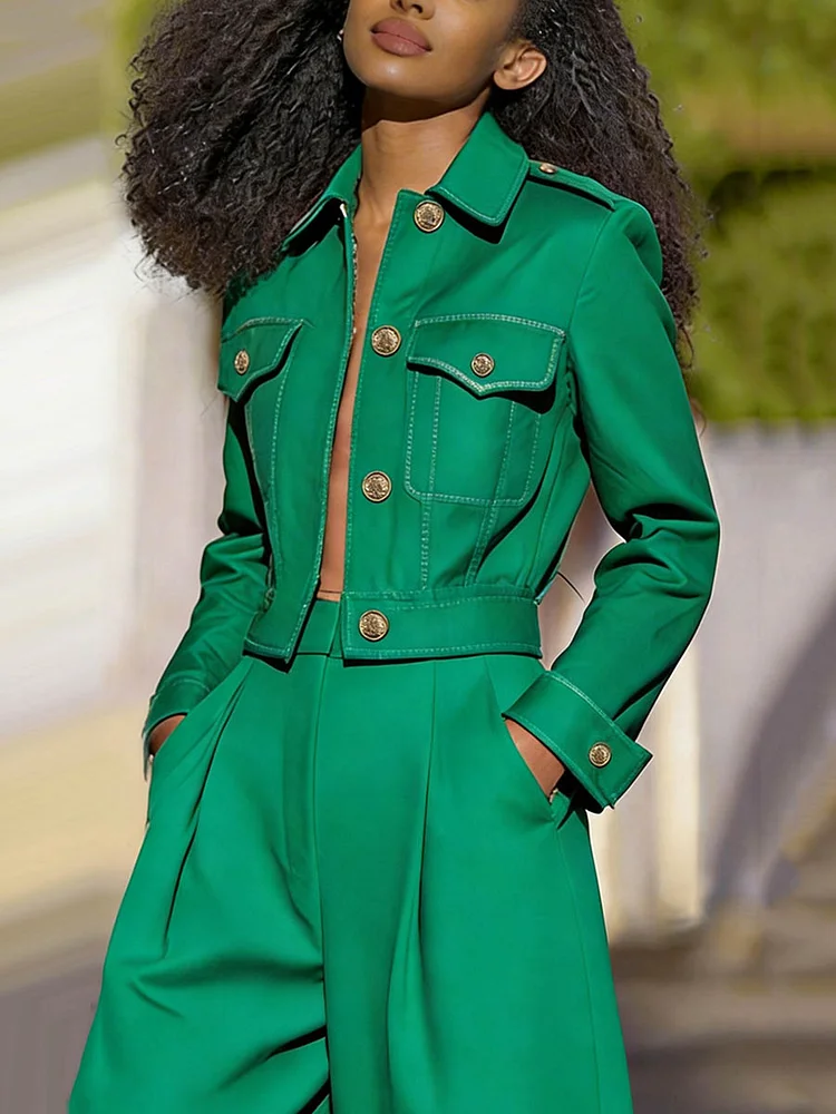 Split-Joint Long Sleeves Lapel Outerwear Jackets&Coats