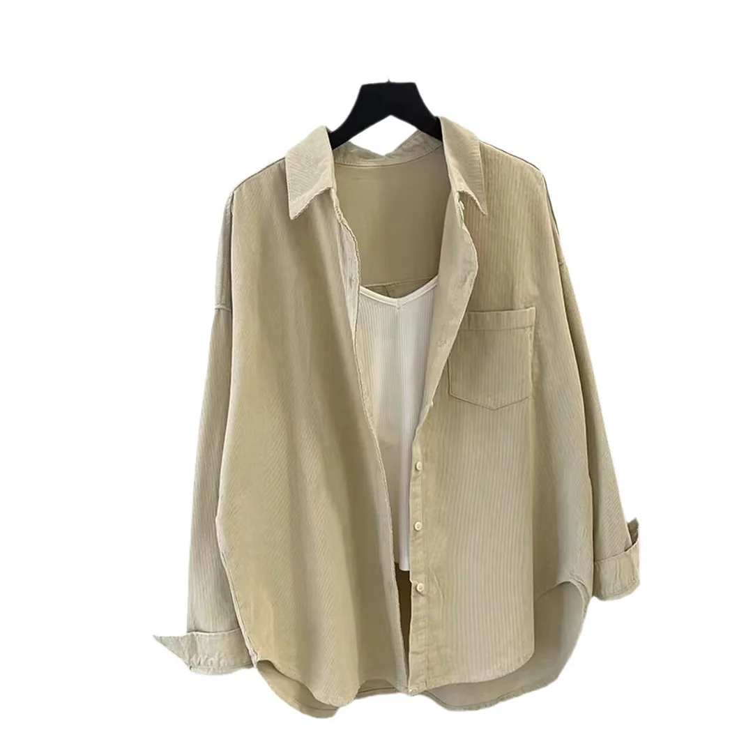 Athvotar Athvotar Shirt Women Loose Design Small Long Sleeves Long Folded Wearing Solid Shirt Outside The Shirt On The Top