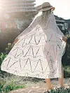 Loose Crochet Lace-Up Long Sleeves Cover-Ups Tops