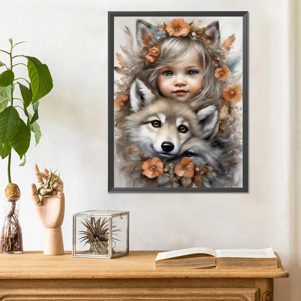 Diamond Painting - Full Round Drill - Cute Pet Girl(Canvas|30*40cm)