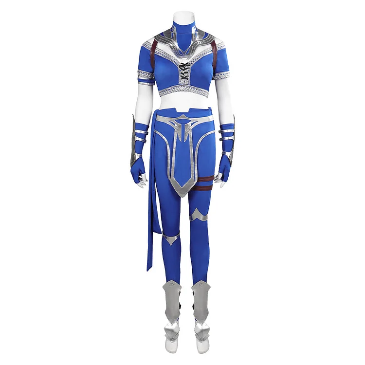 Mortal Kombat Kitana Blue Battle Outfit Cosplay Costume Suit