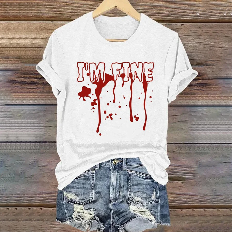 Womens IM Fine Blood Print Casual T-shirt