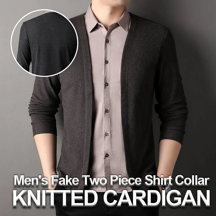 Men's Fake Two Piece Shirt Collar Knitted Cardigan - Buy two and get free shipping!
