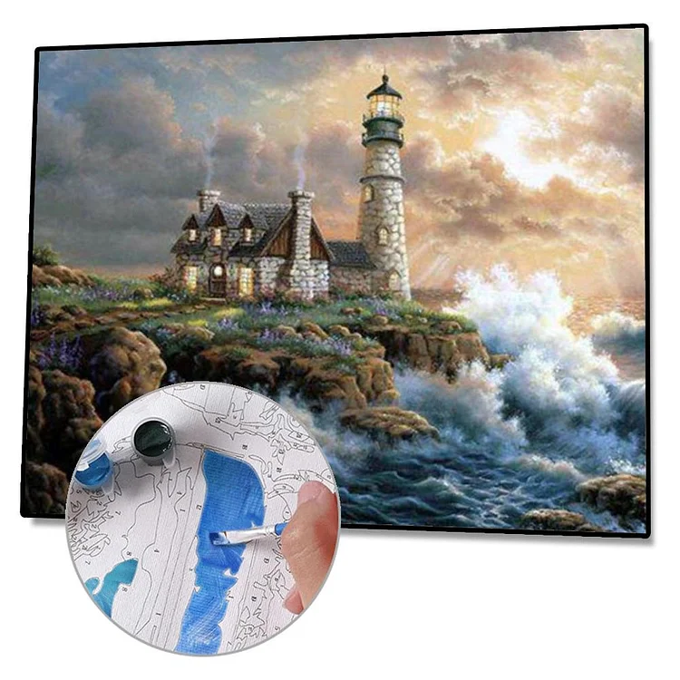 5d Diy Large Diamond Painting Kits For Adult, Seaside Lighthouse