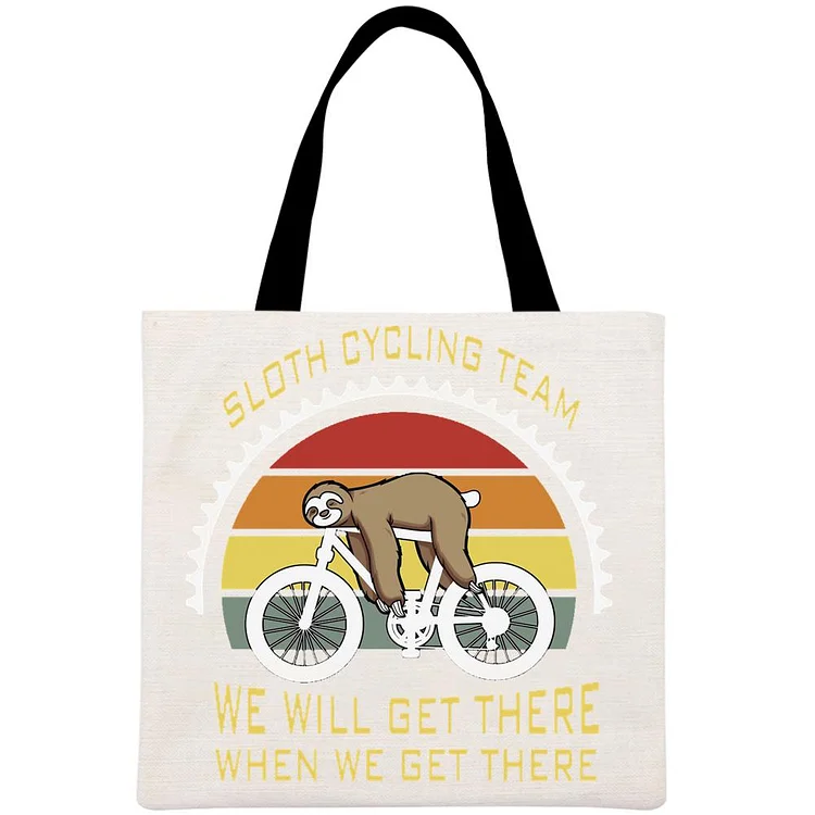 Sloth Cycling Team Printed Linen Bag-Annaletters
